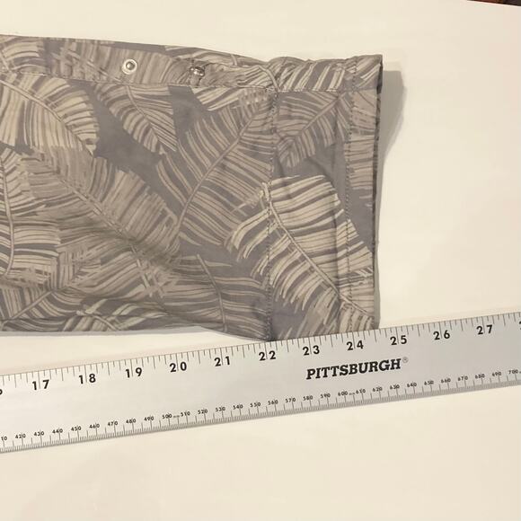 NWOT DEMOCRACY Pant 12 Flex-ellent Grey Palm-Leaf Roll-Tab-Snap Stretch Tropical - Picture 8 of 11